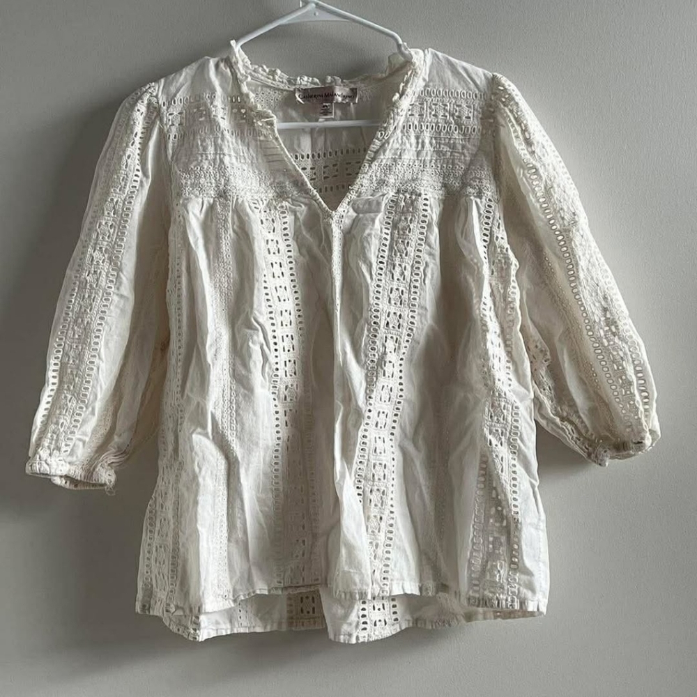 Catherine Malandrino Ivory Eyelet Lace Blouse - Picture 2 of 4